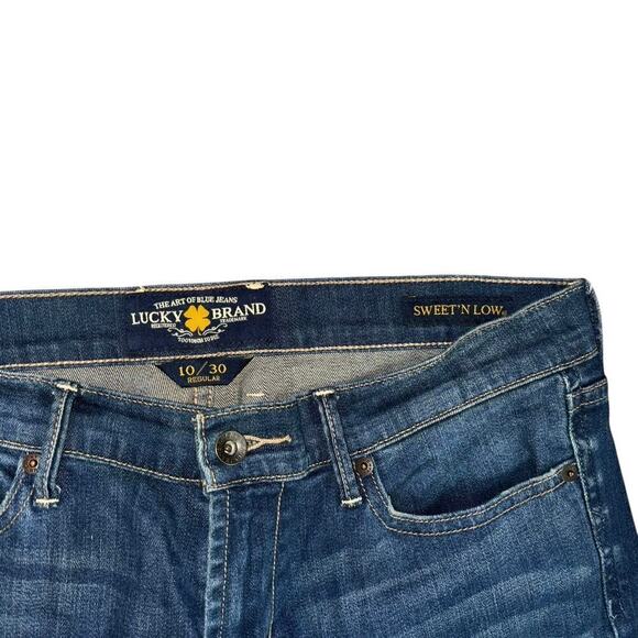 Lucky Brand Dark Wash Flared Sweet Low Rise Jeans Women's 10 Preppy Classic Y2K - Picture 6 of 10